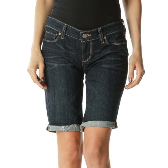 PAIGE Pants - Paige Blue Dark Wash Cuffed Capri Denim
